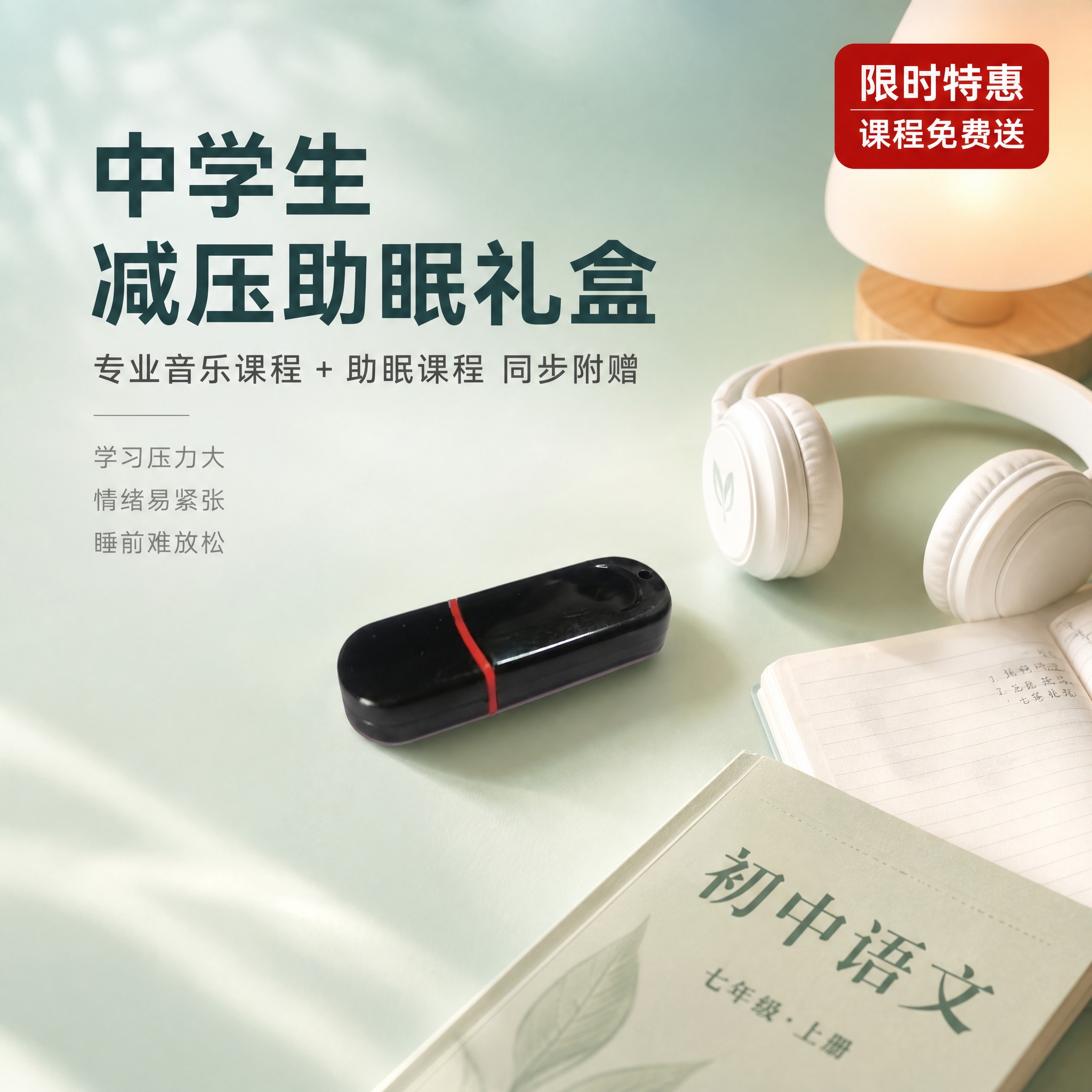 淘宝方形主图，高级疗愈风电商设计，浅青绿色与米白色柔和渐变背景… - 图片创意预览