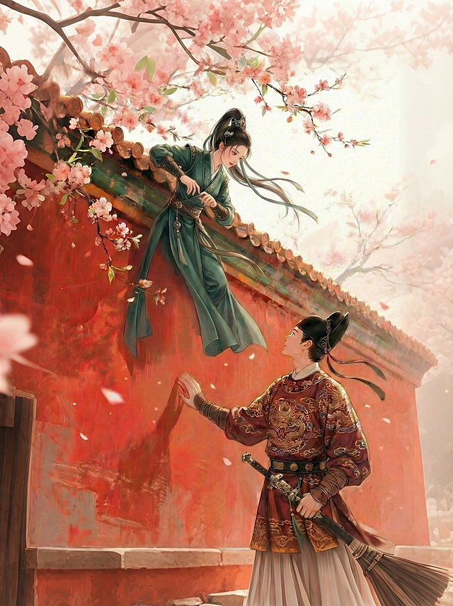 左边人物飘逸的裙摆去除