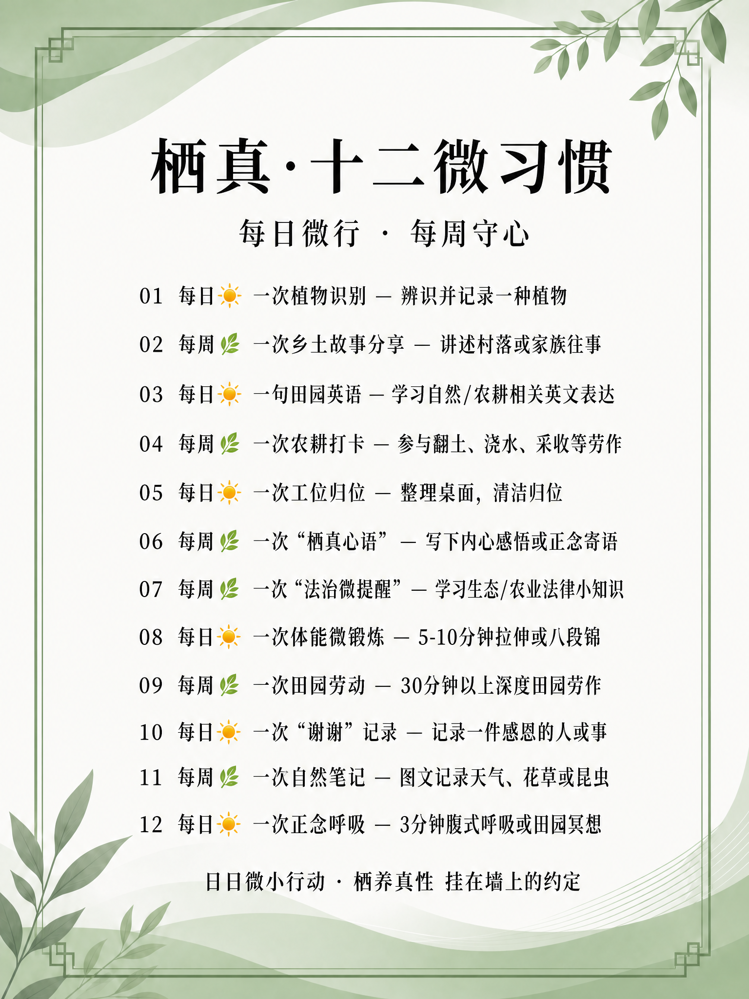 在绿色调清新空白背景图上，添加文字内容并排版，所有文字使用黑色… - 图片创意预览