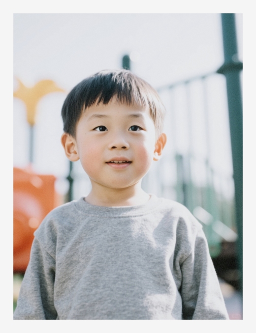一个小朋友，户外游乐场场景预览效果