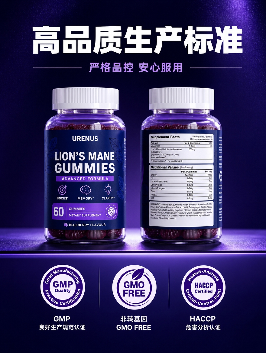 [商品] 使用【图5】URENUS猴头菇软糖正反瓶身展示图；保… - 图片创意预览