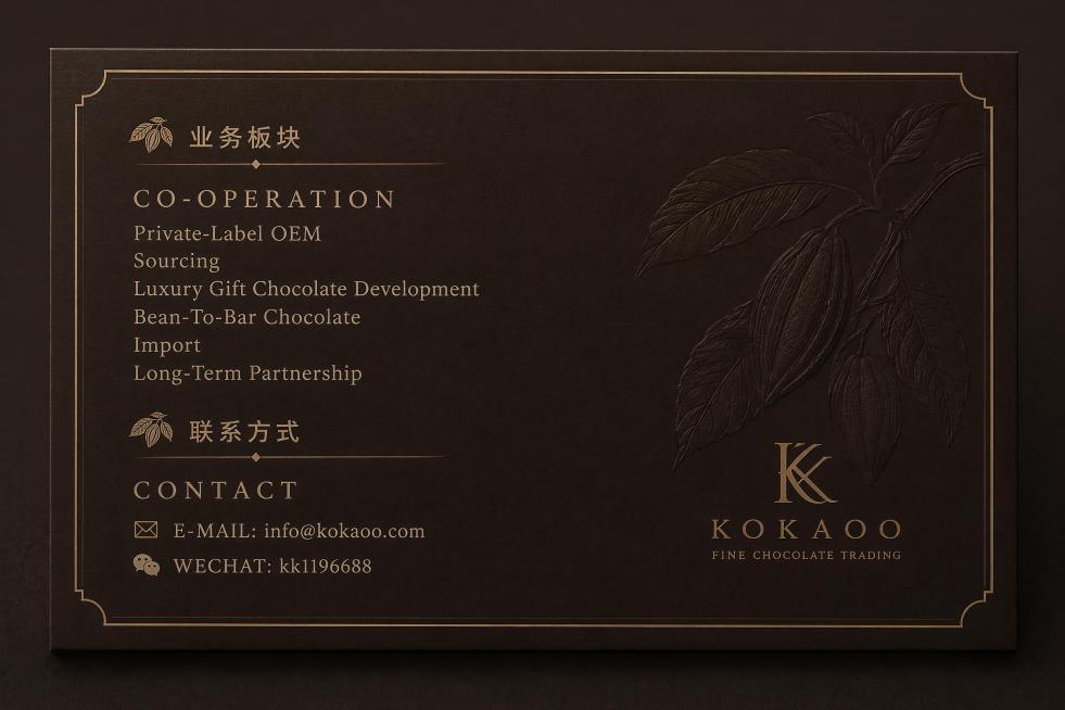 正面

古朝国际
KOKAOO INTERNATIONAL TRADING LLC
高端巧克力进口与品牌选品

王骞娅｜创始人·全球选品
Qianya Wang
Founder • Global So预览效果