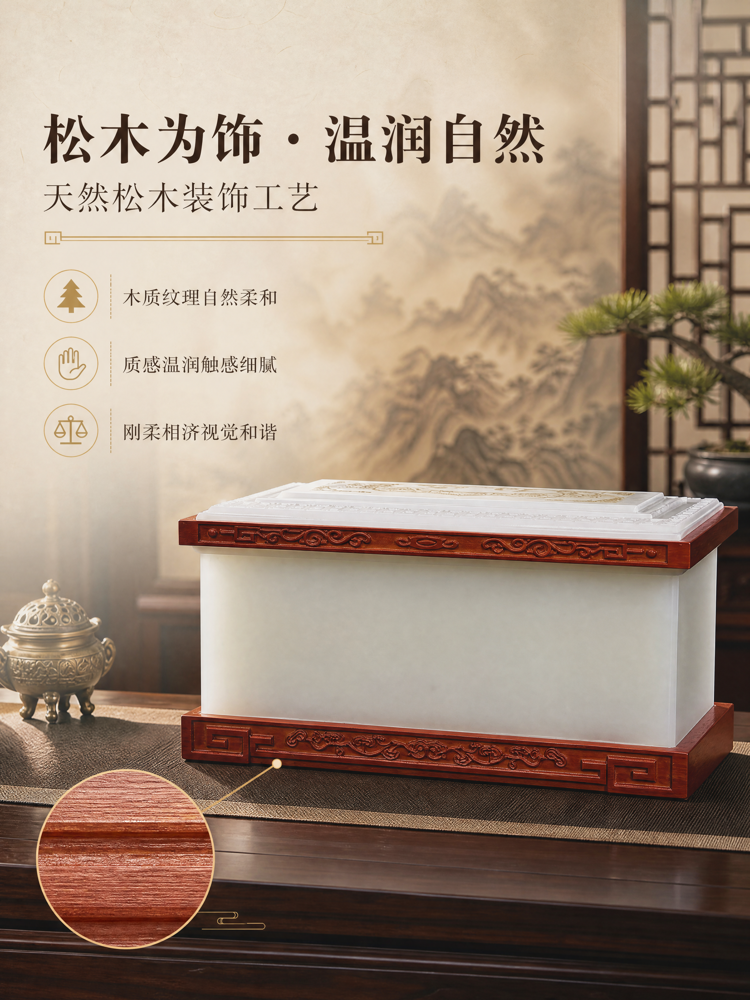 [商品] 使用【图3】水晶白玉琉璃骨灰盒侧面图；保留白色琉璃盒… - 图片创意预览