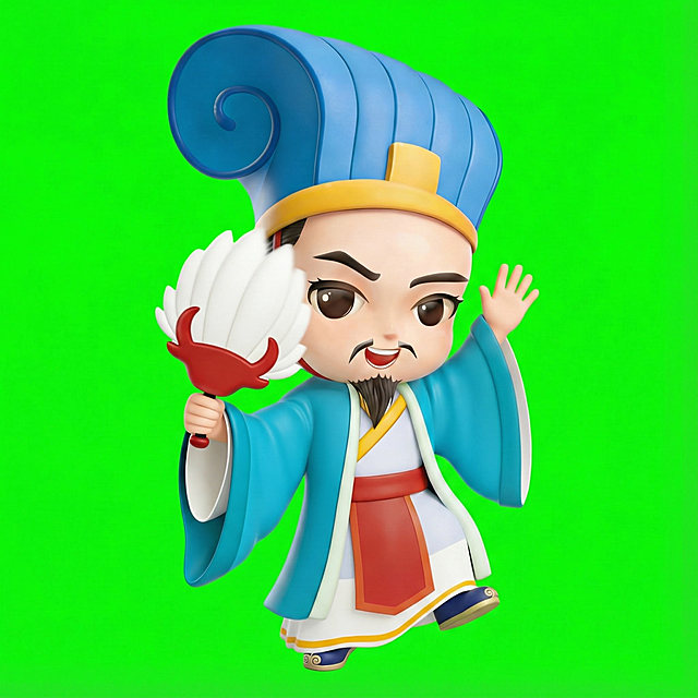 根据图中3D卡通人物，给我生成16个不同的动作，要求不改变主体形象和比例