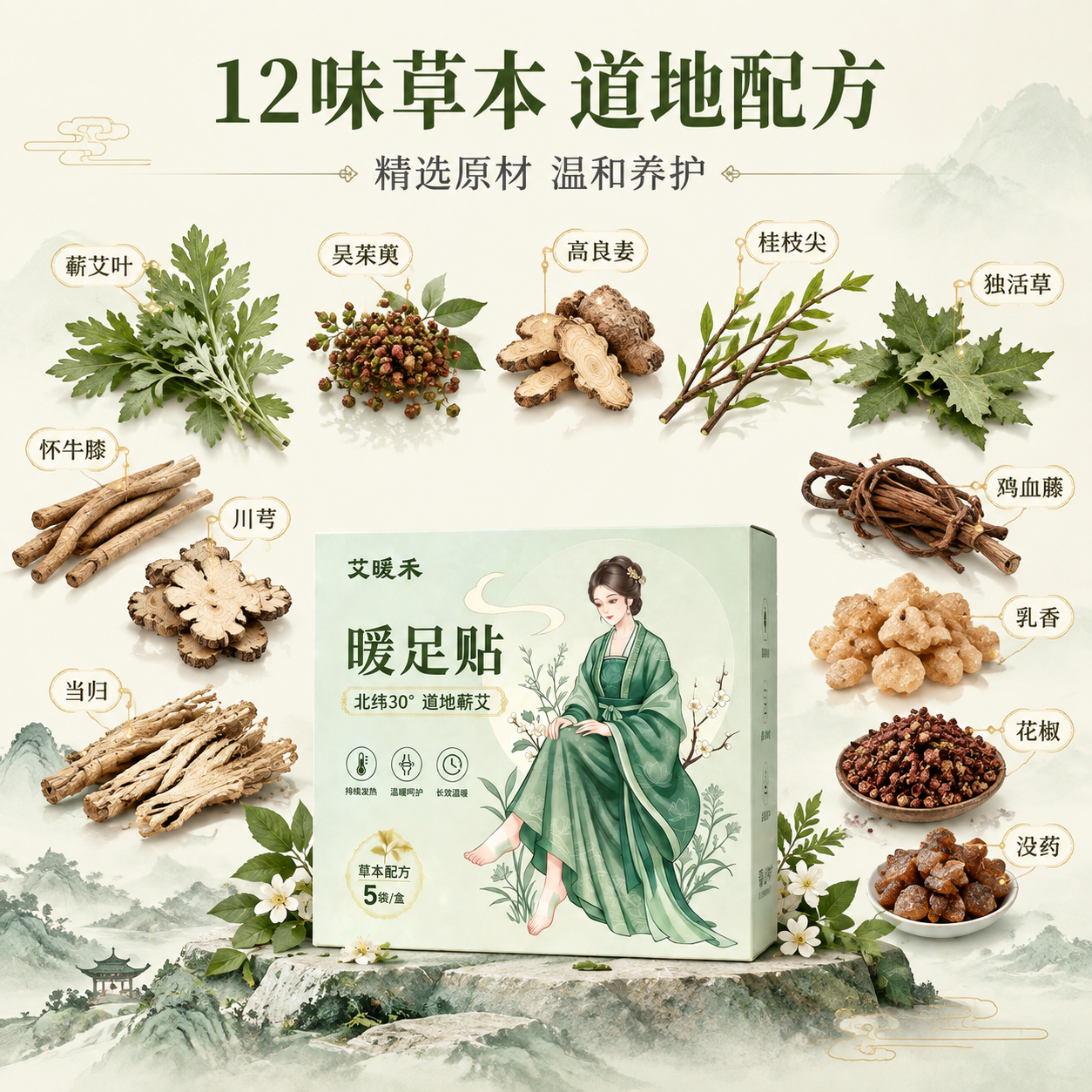 [主图-2] 核心成分解析，展示12味草本配方，强化专业草本背… - 图片创意预览