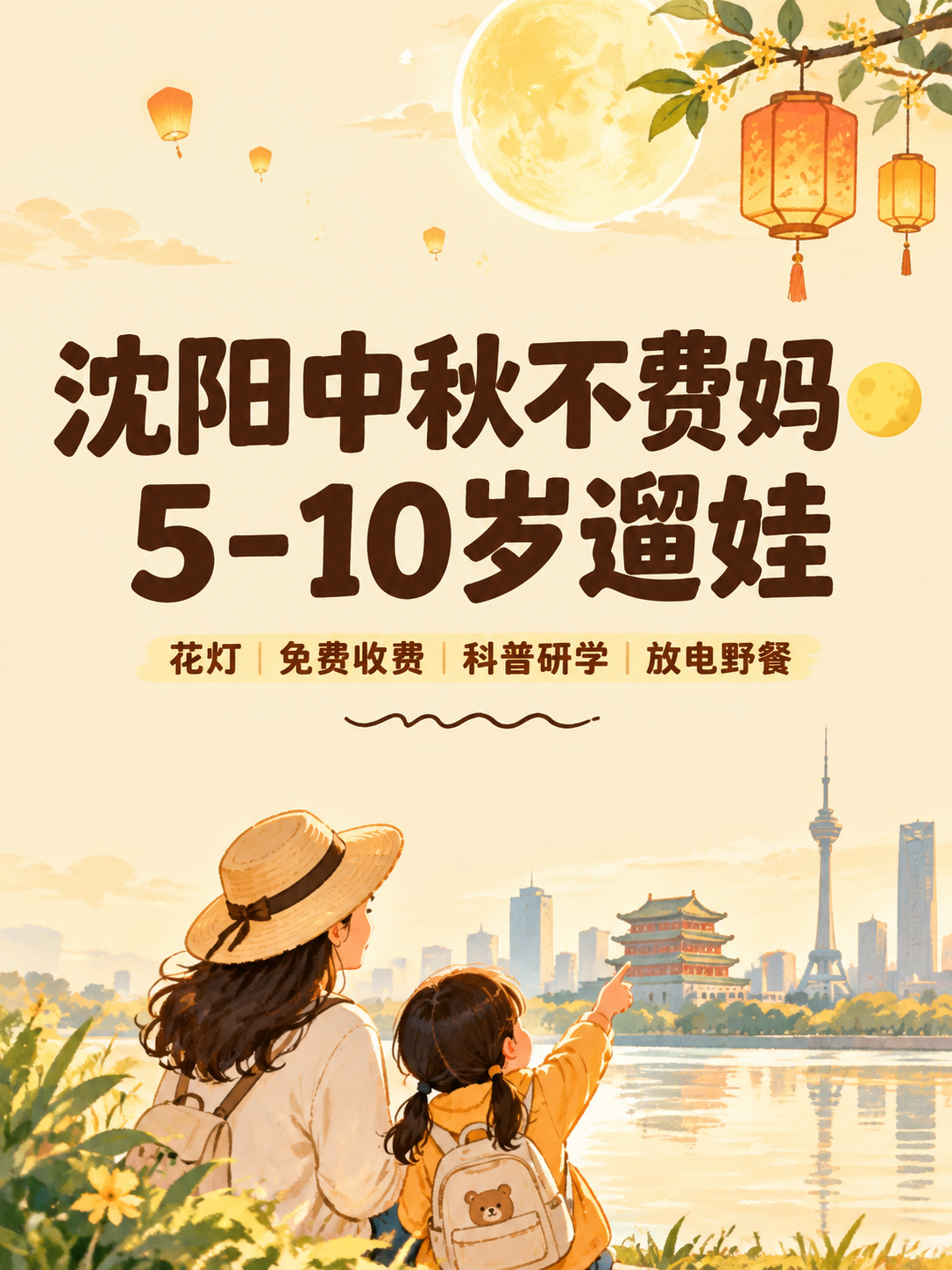 小红书笔记大字封面，插图大字，治愈简约手绘亲子风节日主题，版式… - 图片创意预览