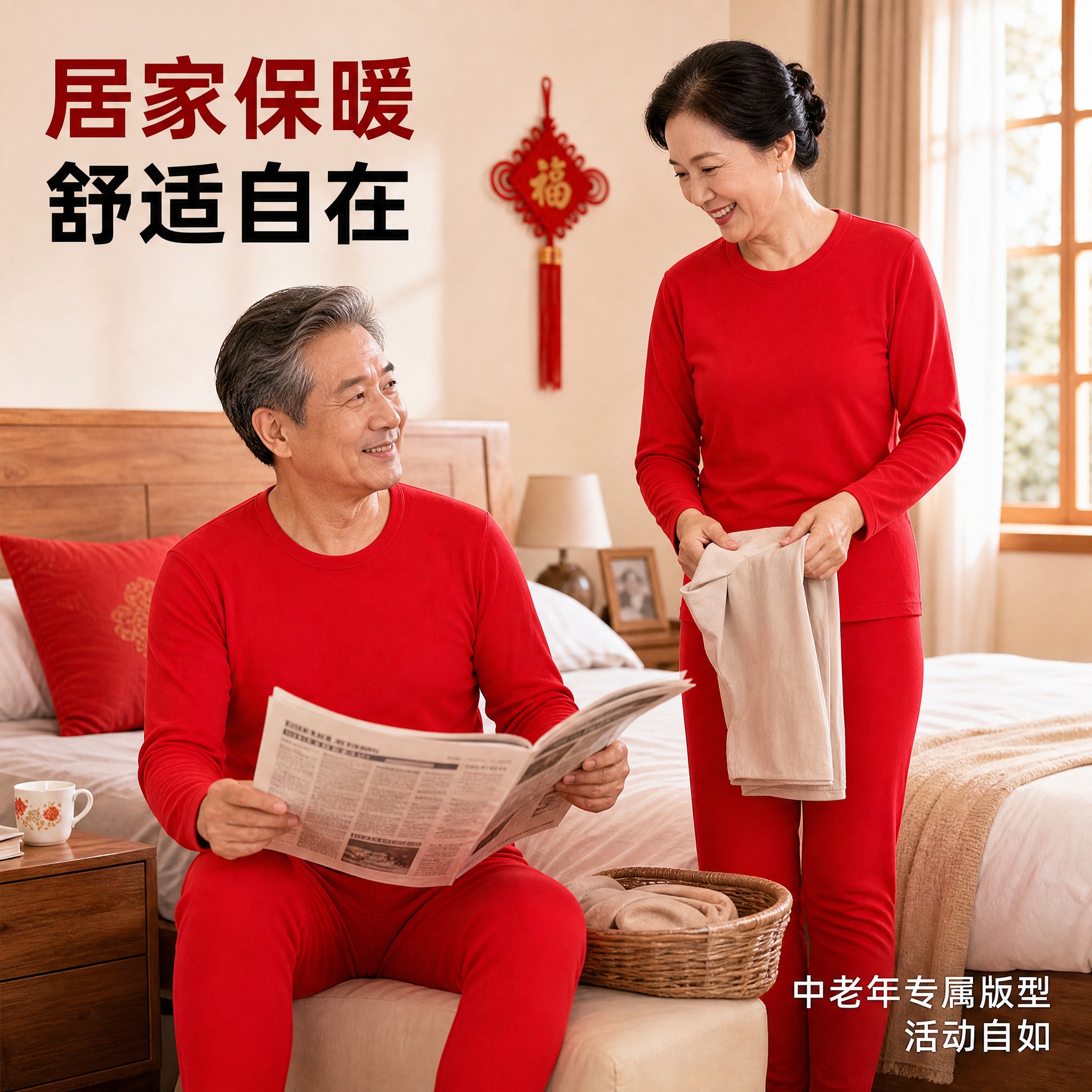 [主图-3] 男女中老年本命年德绒保暖内衣套装 家庭生活场景图… - 图片创意预览
