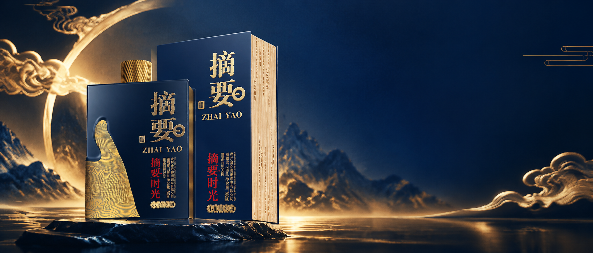 基于图中的摘要酒产品，生成一张高端白酒横版banner图。画面… - 图片创意预览