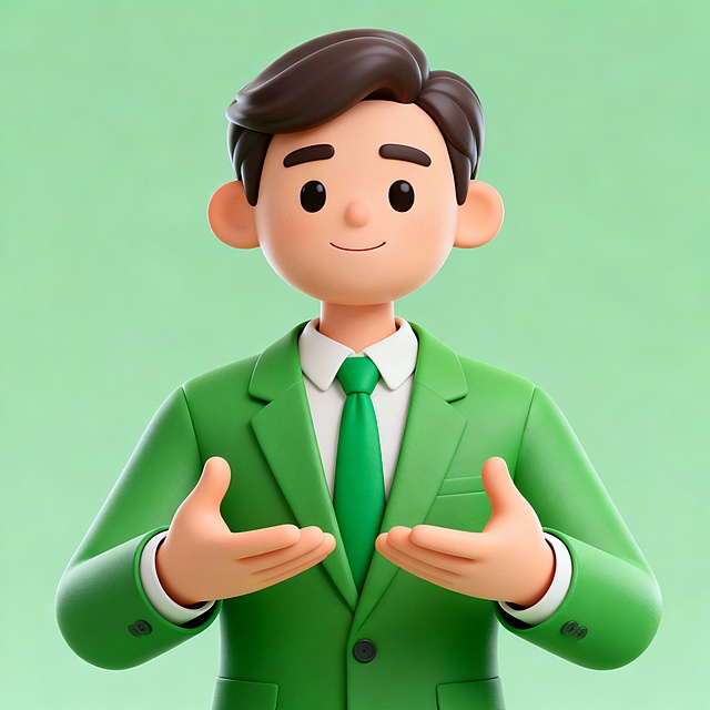 绿色系3D卡通调停者形象图