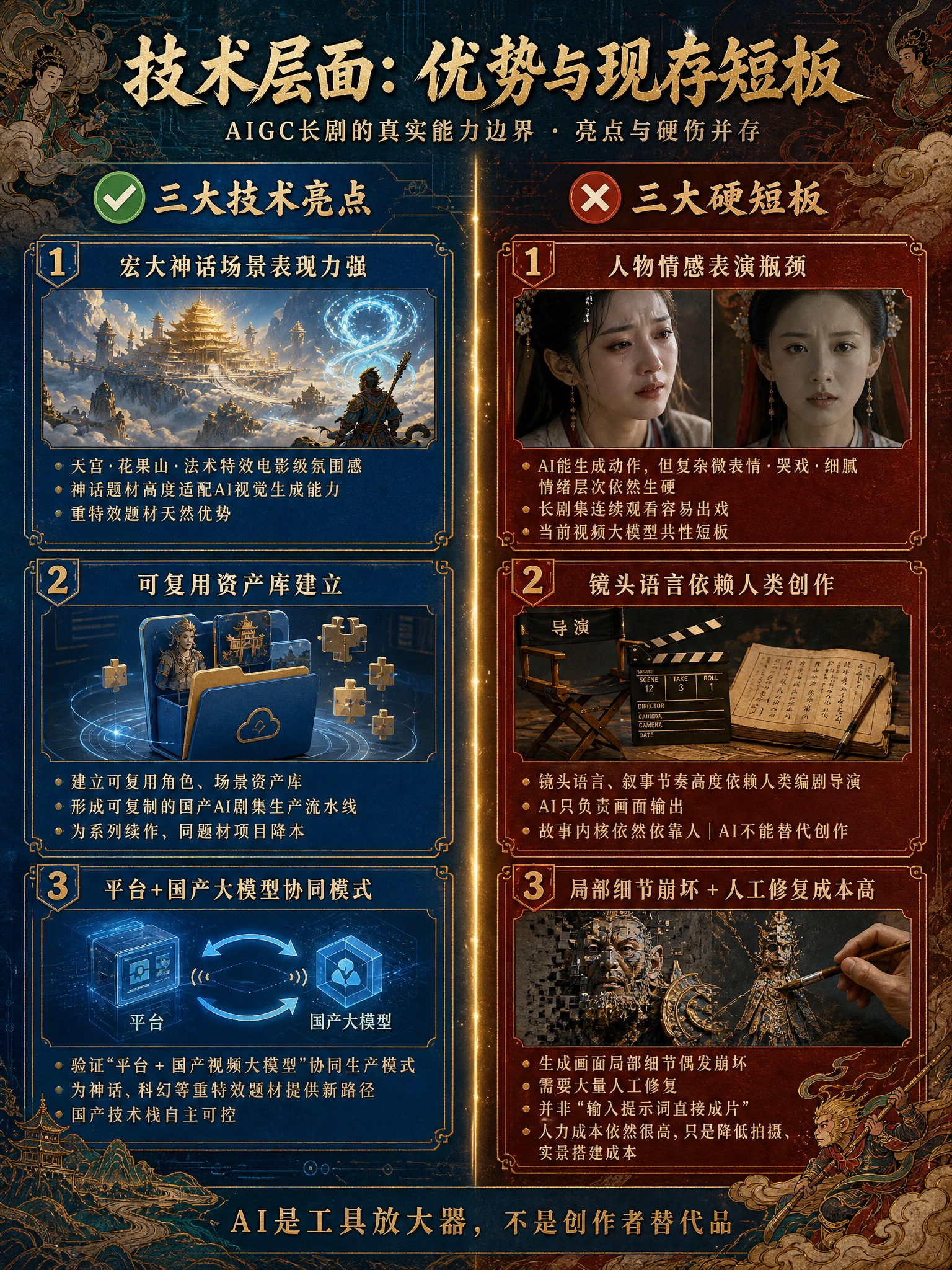 电影级国风神魔技术分析信息图，竖版3:4比例，2K超清。延续青… - 图片创意预览