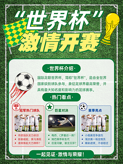 世界杯知识科普话题宣传现代风小红书配图