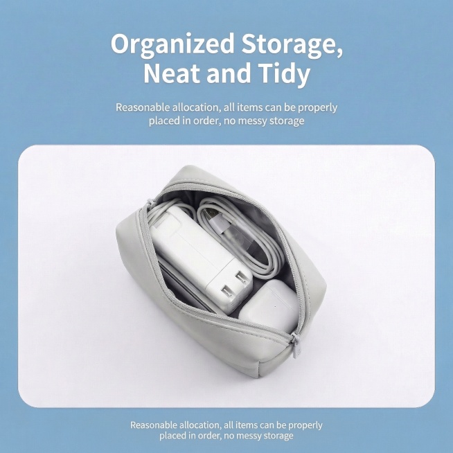 将图中的中文文字全部替换为对应的英文，大标题改为"Organized Storage, Neat and Tidy"，下方小字改为"Reasonable allocation, all items c预览效果