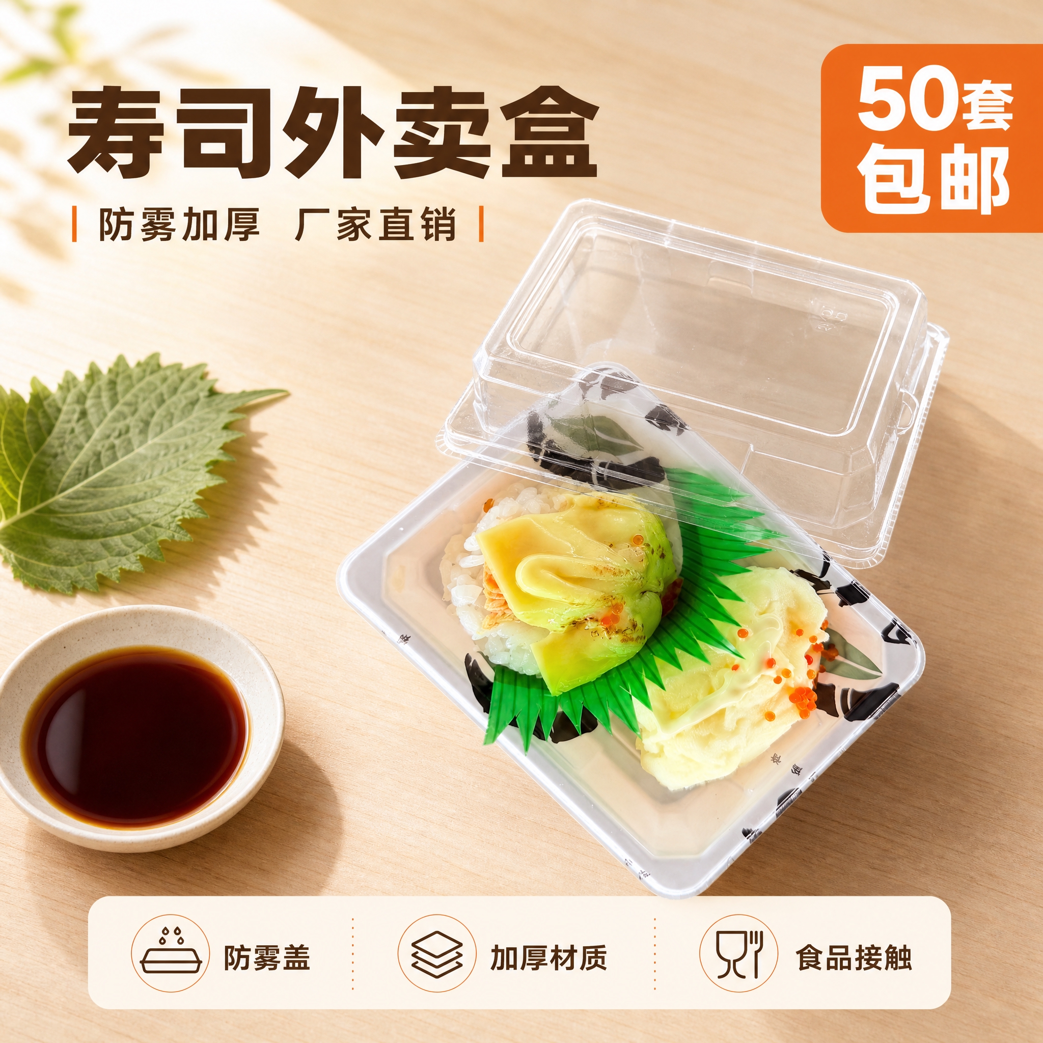 [主图-1] 小号寿司外卖盒首图，突出产品识别与促销购买欲。… - 图片创意预览