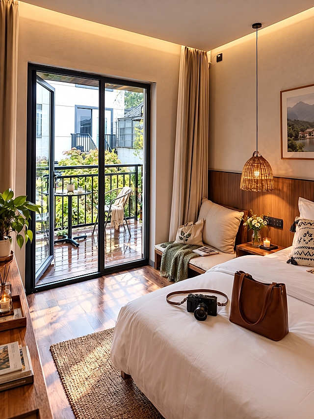 消除床上物品，添加一个相机和手提包