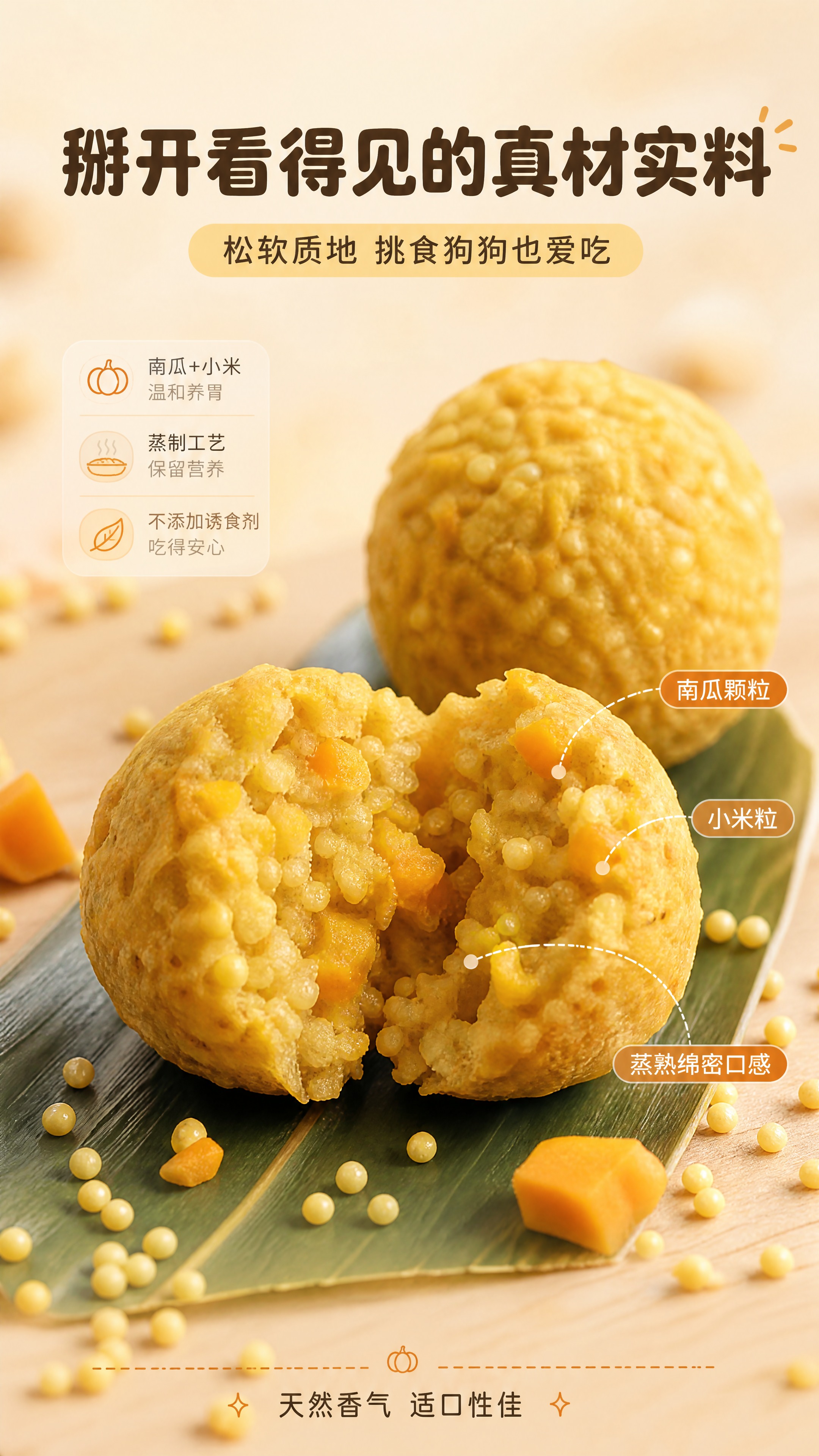 [商品] 使用【图1】南瓜小米养胃丸子；保留金黄色圆球形轮廓、… - 图片创意预览
