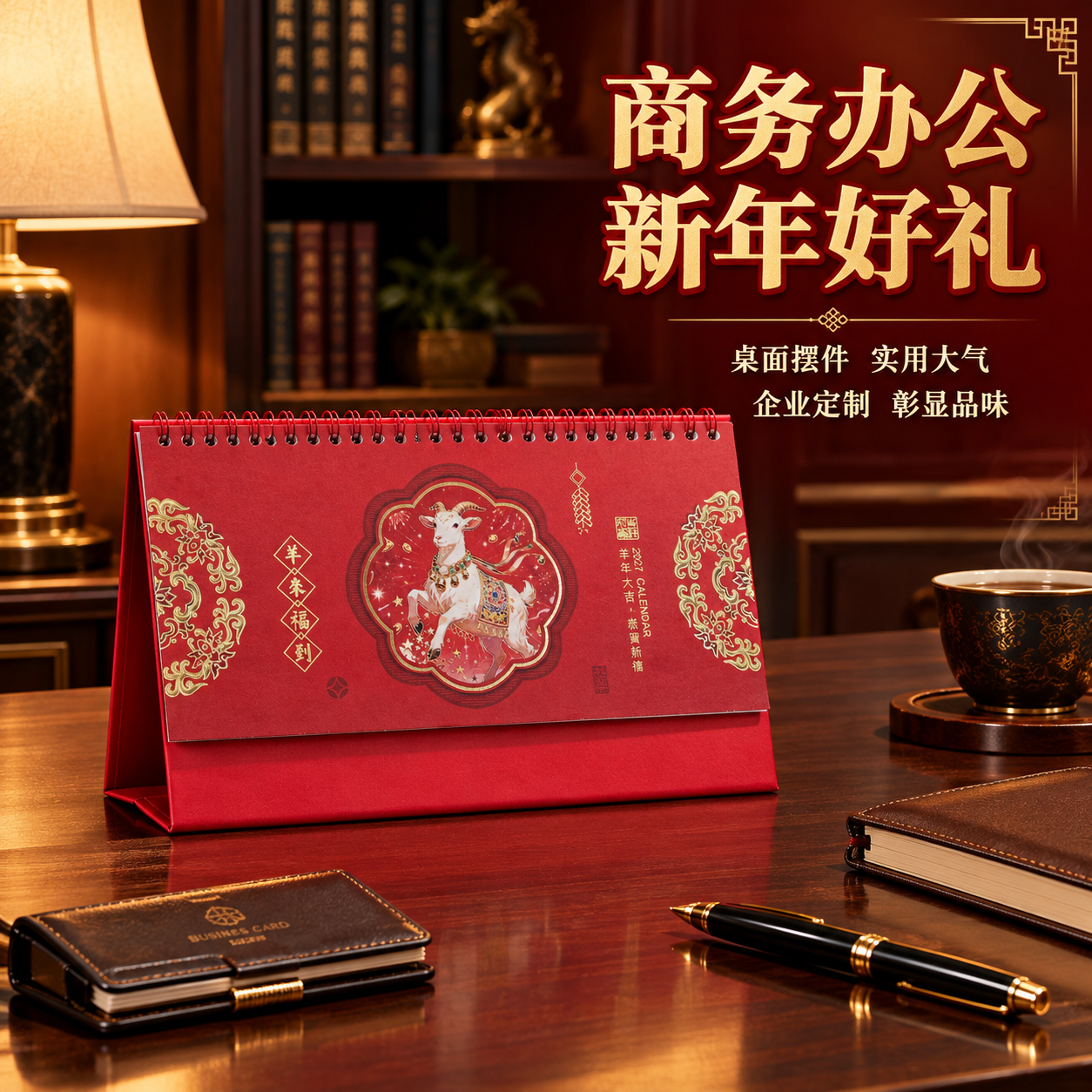 [主图-5] 使用场景展示，台历摆放在老板桌/办公桌场景中，体… - 图片创意预览