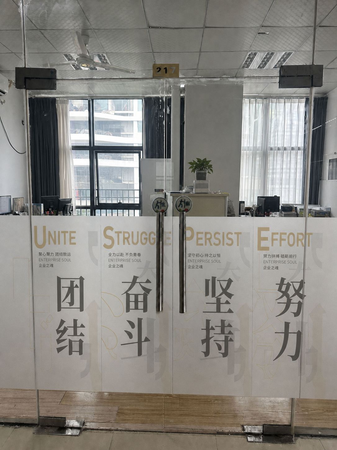 将玻璃磨砂贴膜整体向下移动，贴膜底部靠近地面，顶部约在门高度的… - 图片创意预览