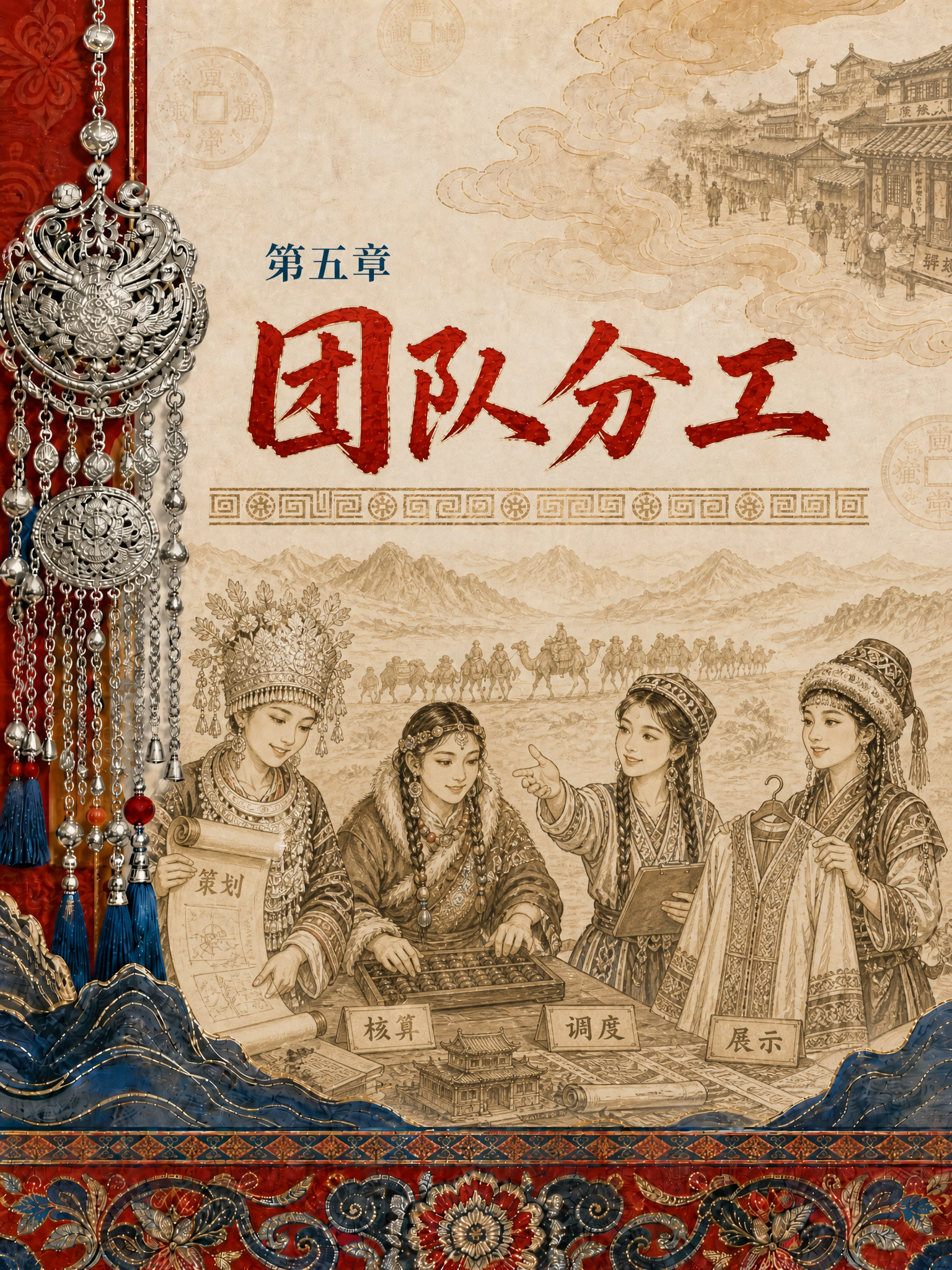 中国风古丝路风格章节页设计，56个民族服饰电商平台主题。整体延… - 图片创意预览