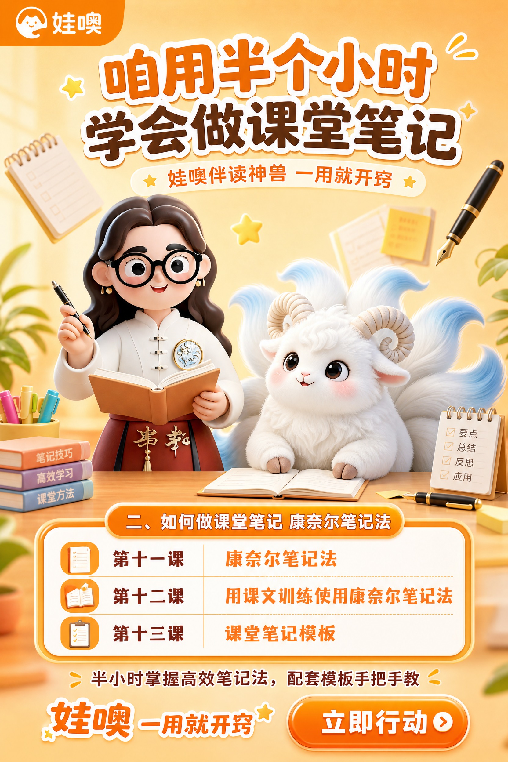一张A4竖版（2:3比例）的K12教育课程海报，3D卡通可爱风… - 图片创意预览