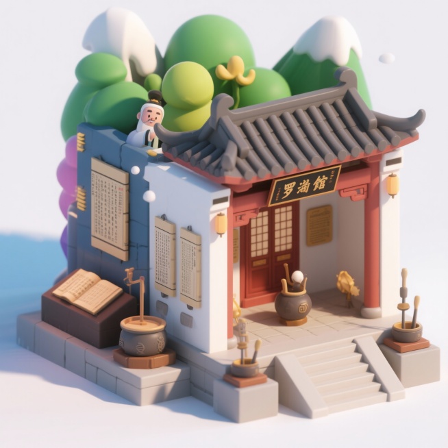 请用卡通形式设计出罗浮山以下8个景点，每张图的设计风格要保持一致，请先网上搜索每个景点的实景图再根据实际设计，只展示景点本身并用白色背景：
白莲湖、冲虚古观、东江纵队纪念馆、葛洪博物馆、狮子峰、罗浮山预览效果