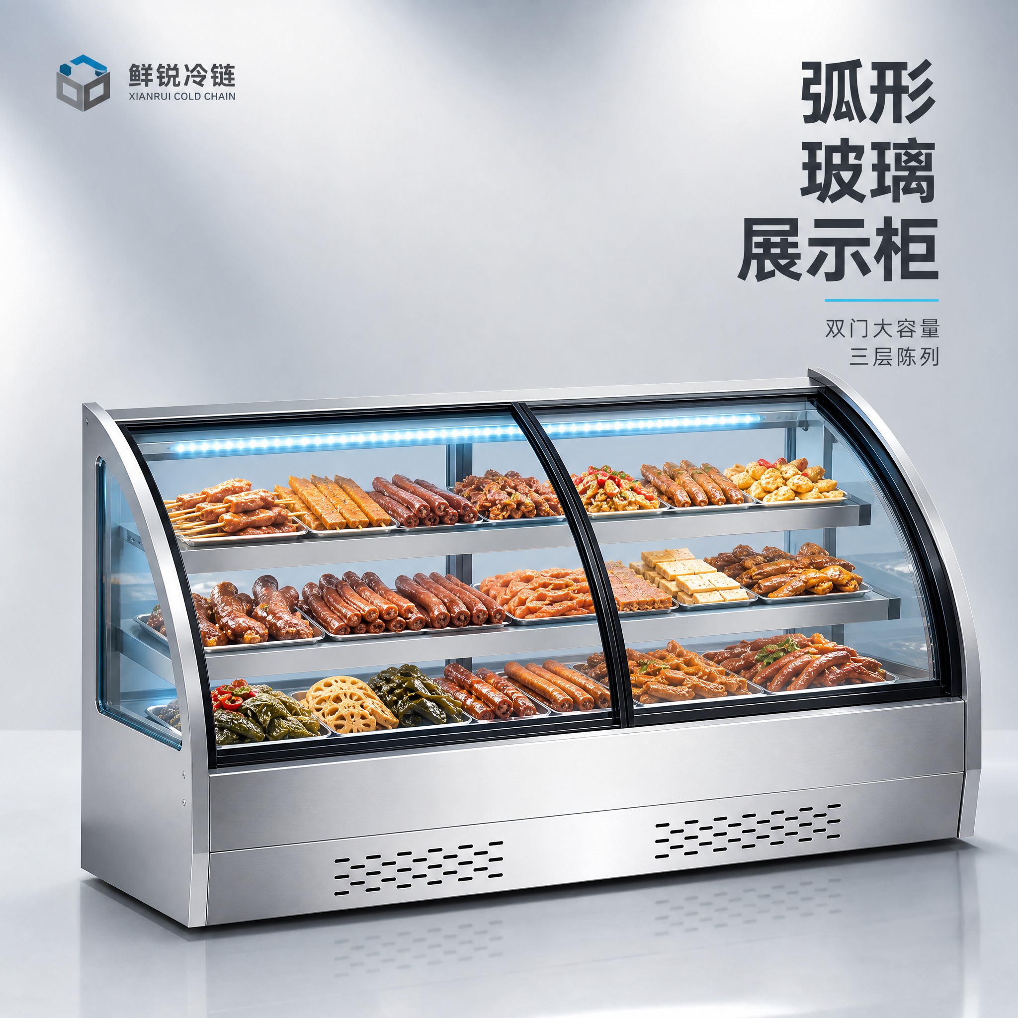 [主图-1] 商品识别 展示商用双开门弧形玻璃熟食冷藏展示柜的… - 图片创意预览