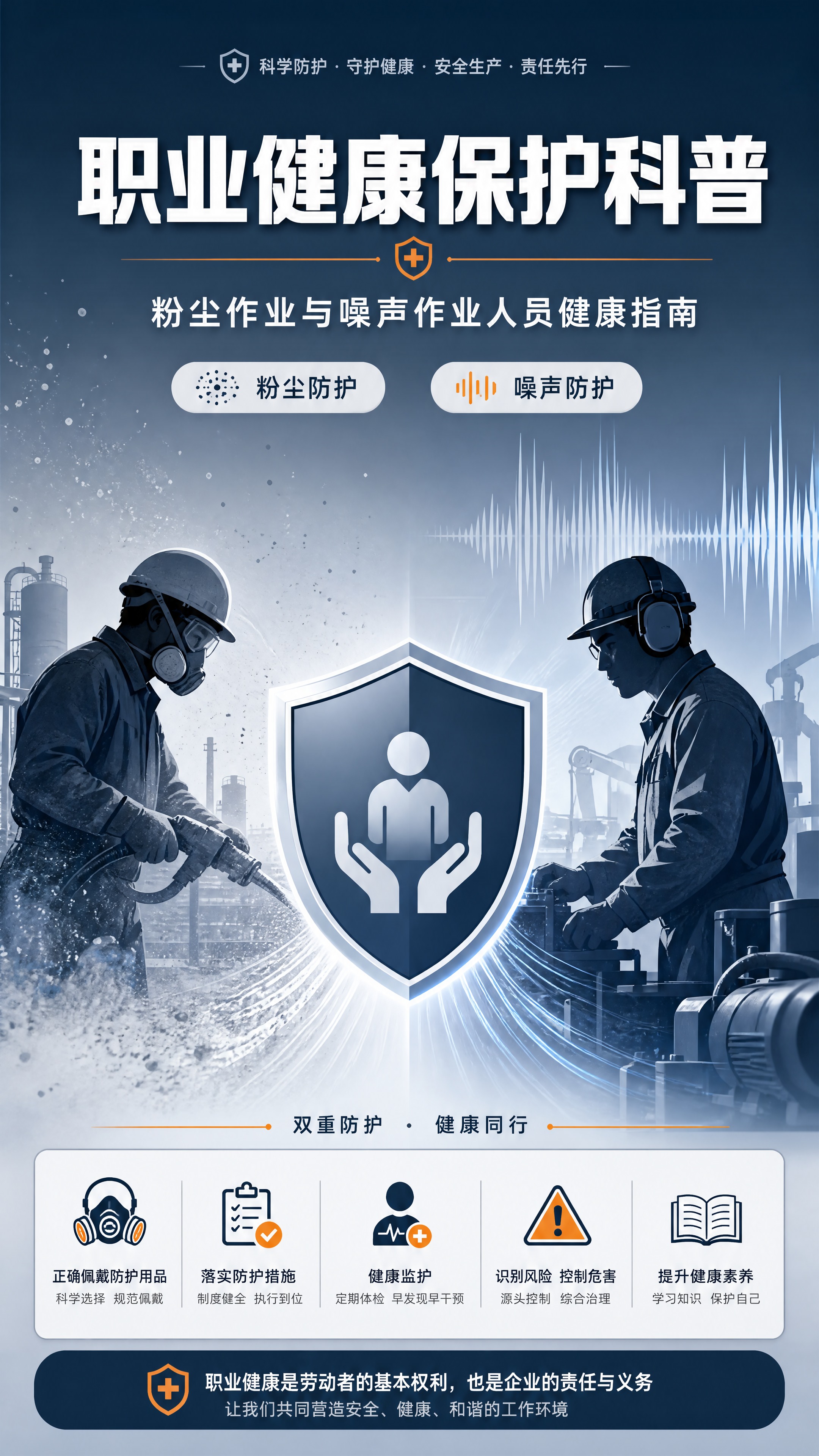 [商品] 无实物商品，为职业健康科普信息图；内容为粉尘作业与噪… - 图片创意预览