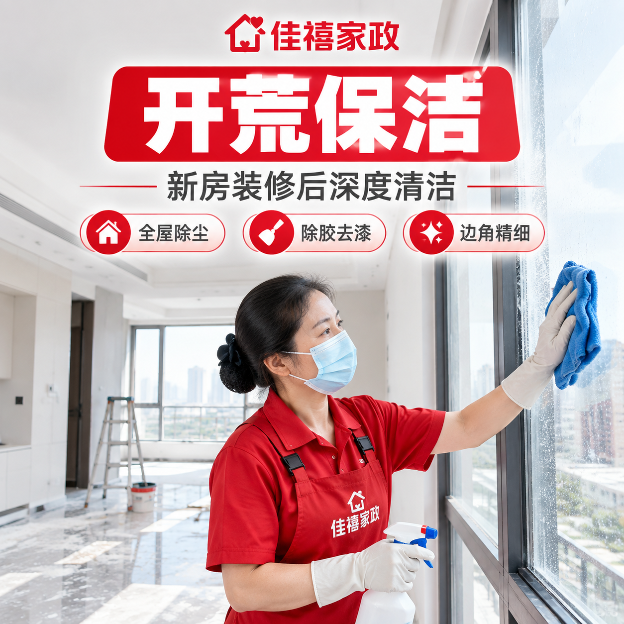[主图-1] 开荒保洁服务主题首图，佳禧家政品牌。 [统一基调… - 图片创意预览