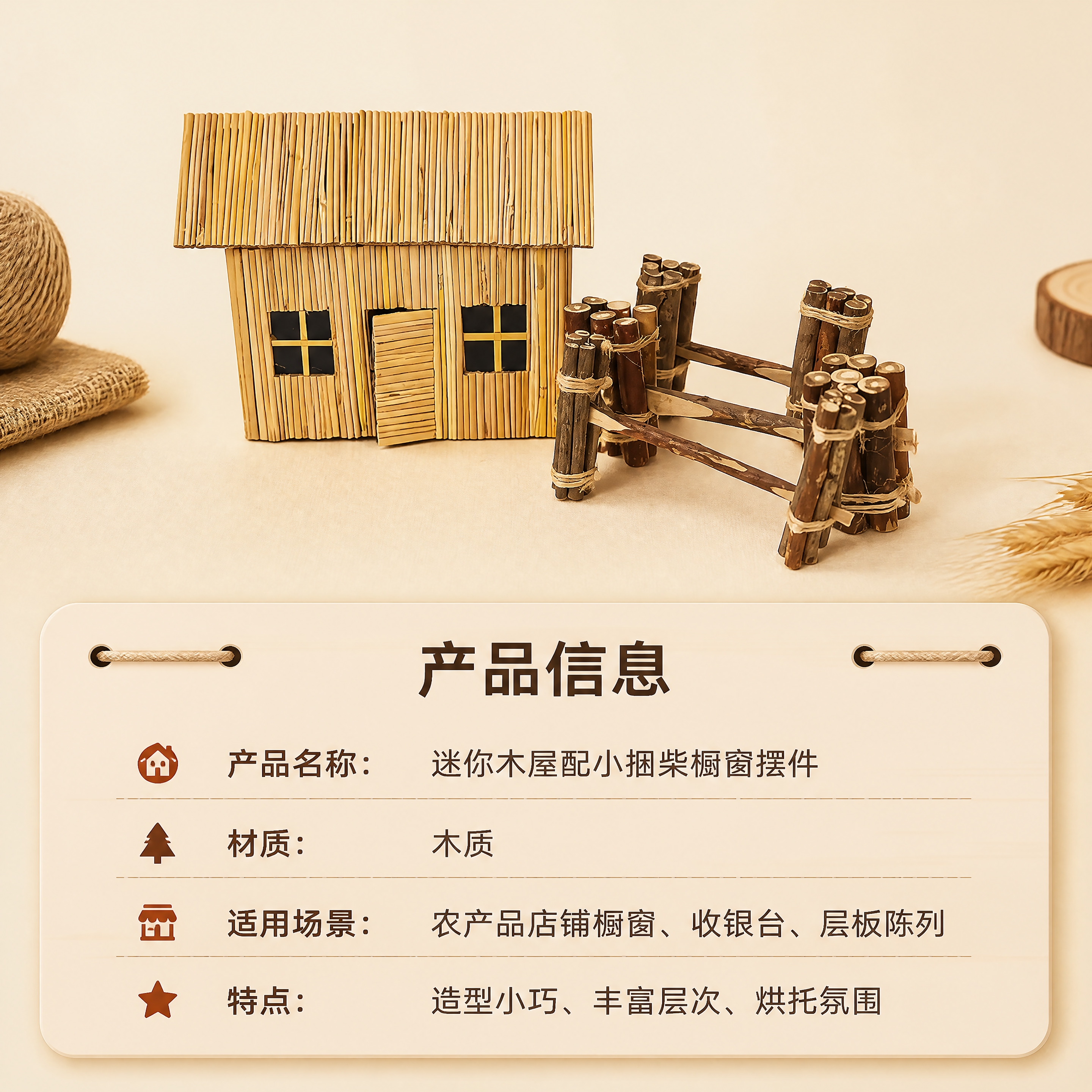 [商品] 使用【图1】迷你木屋配小捆柴摆件；保留木屋与柴捆完整… - 图片创意预览
