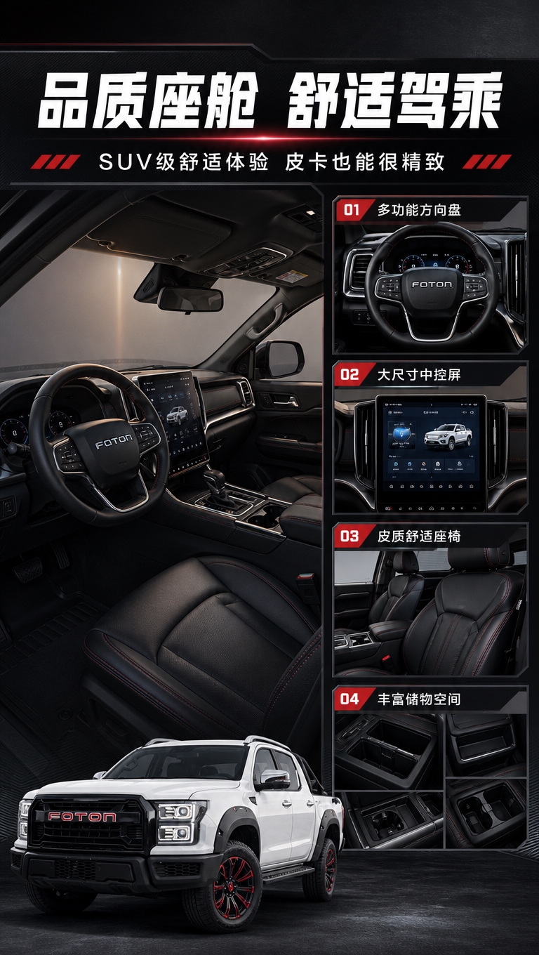 [商品] 使用【图1】白色福田大将军G9皮卡；保留车身外观结构… - 图片创意预览