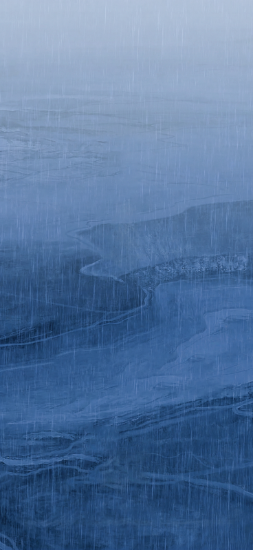 移除图片中所有的文字内容，保持原图的雨天蓝色河滩背景和下雨效果不变，保留原有的纹理和色调，只去除文字不改变整体画面预览效果