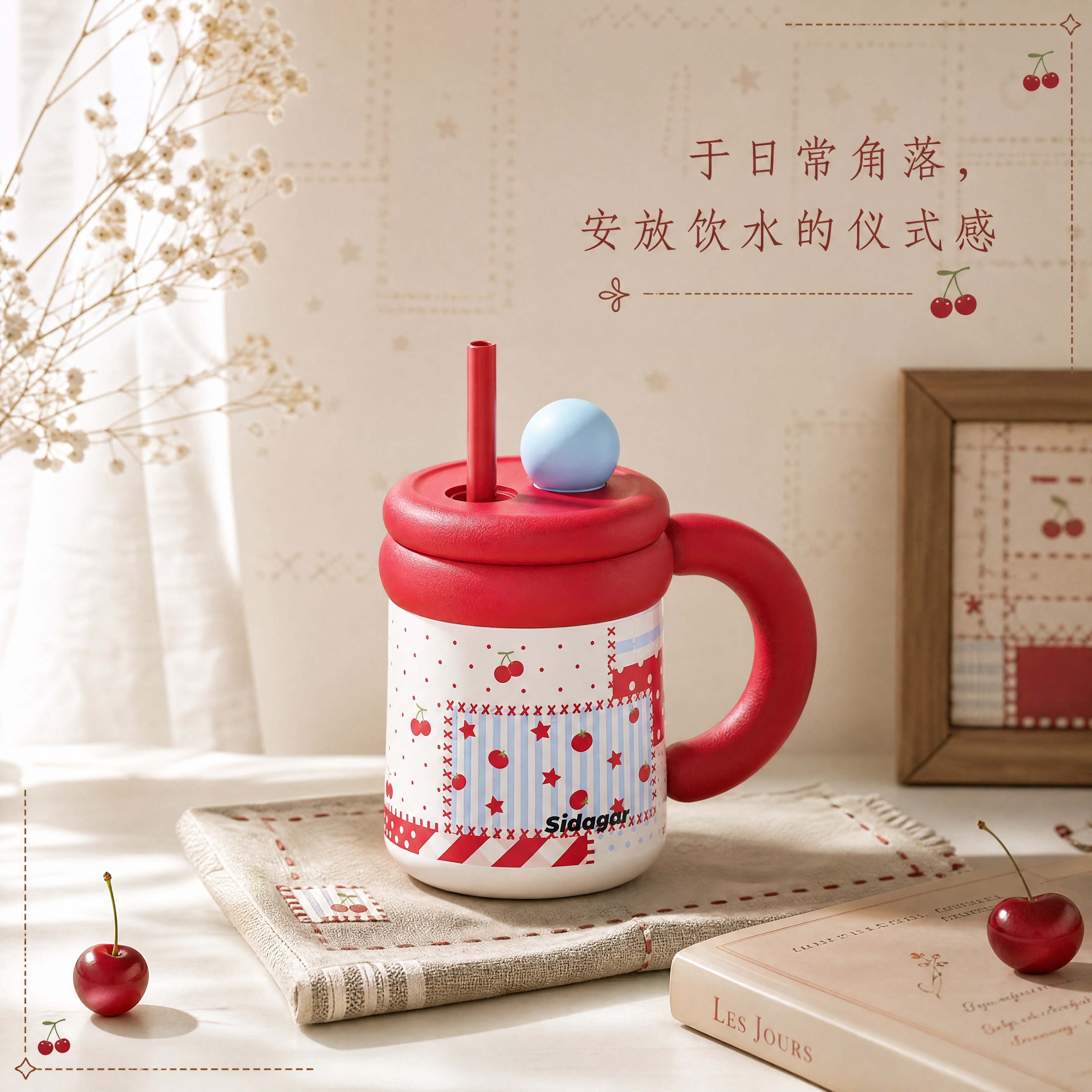 [商品] 使用【图1】Sidagar 樱桃拼布印花马克杯；保留… - 图片创意预览