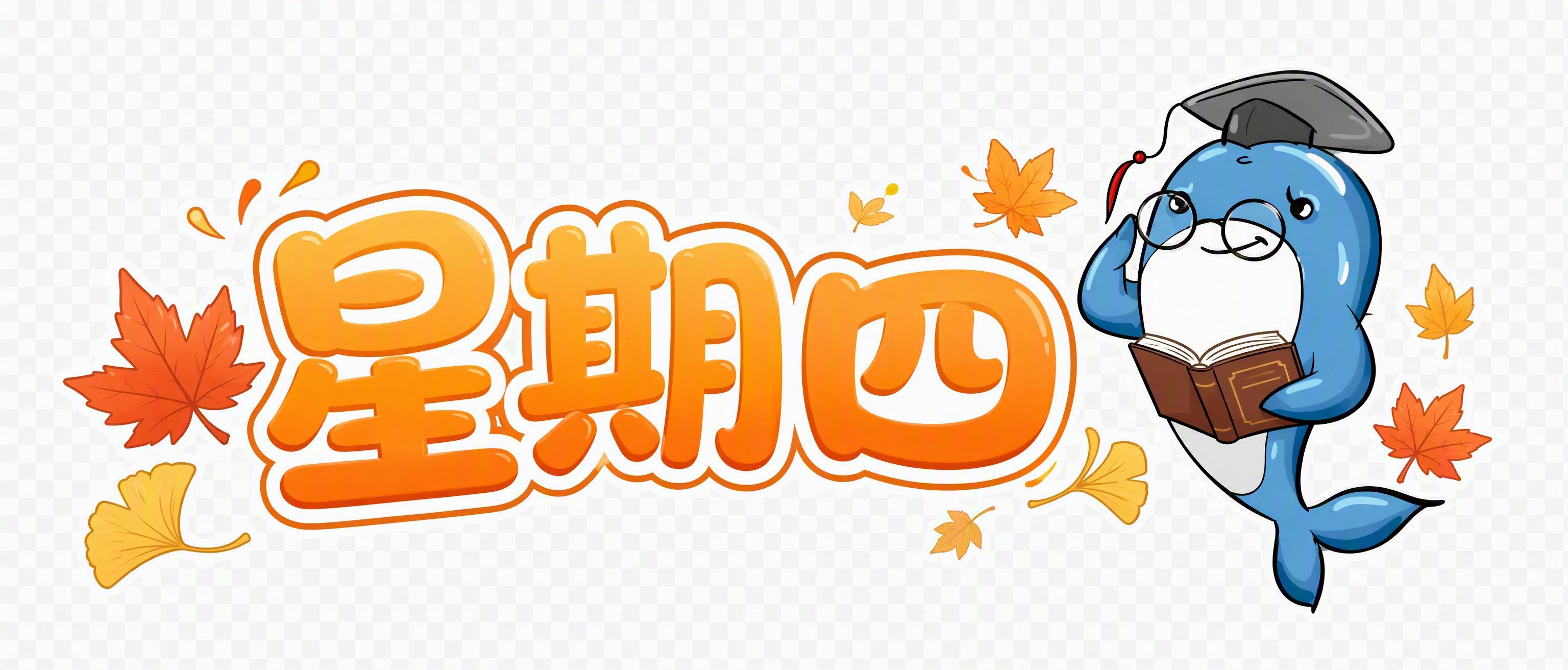 卡通可爱风格的"星期四"标题文字设计，9:4横版比例，透明背景… - 图片创意预览