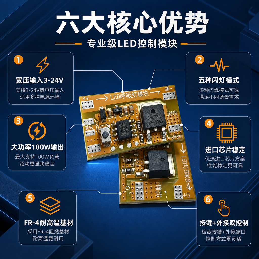[商品] 使用【图2】LED呼吸灯模块正面图；保留PCB板结构… - 图片创意预览