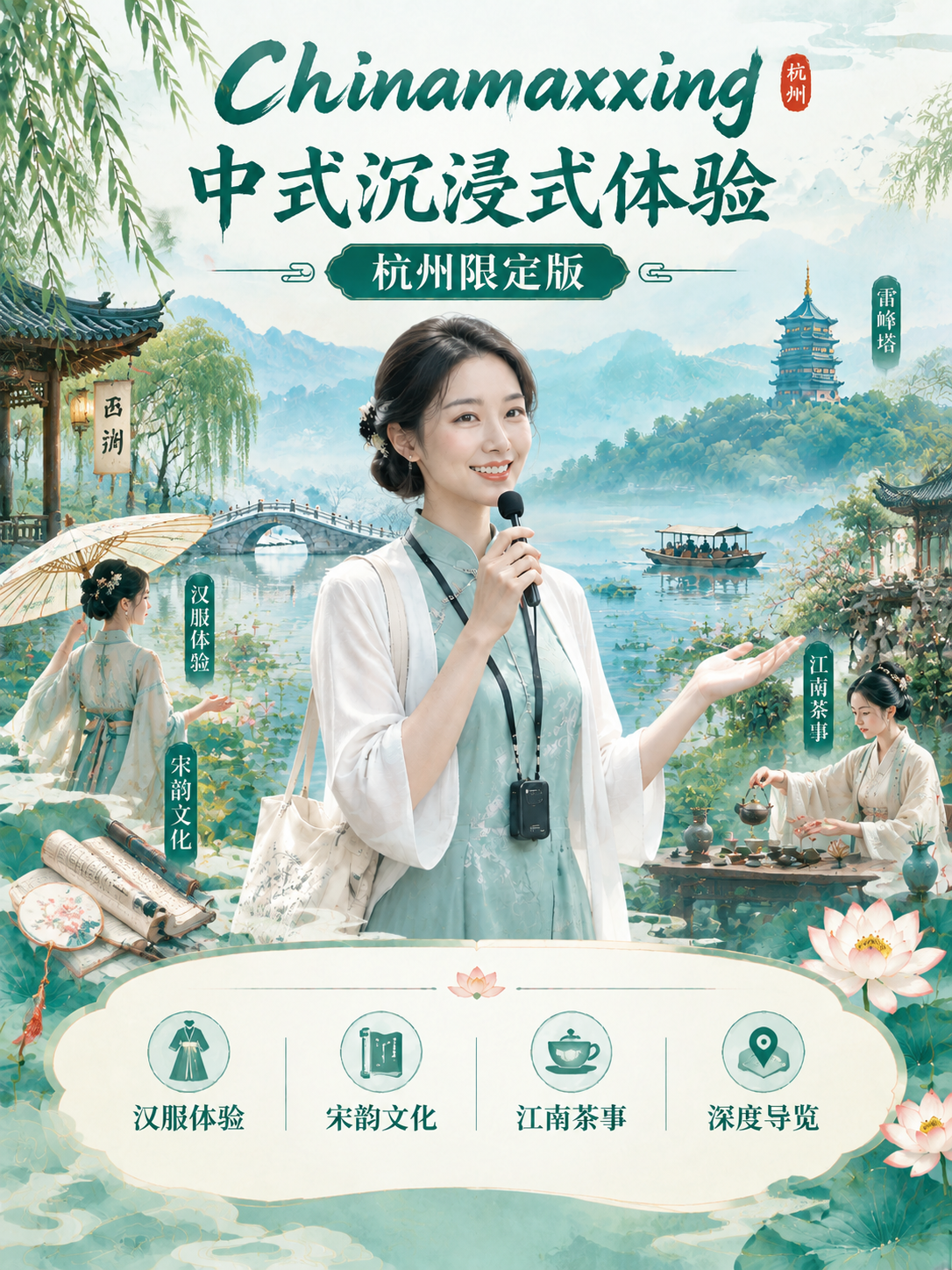基于参考图风格重新设计杭州旅游海报，主题为"Chinamaxx… - 图片创意预览