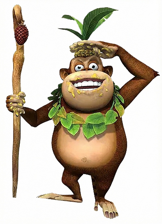 不改变原图的大小，帮我改成嘴角 和手上都是香蕉的残渣