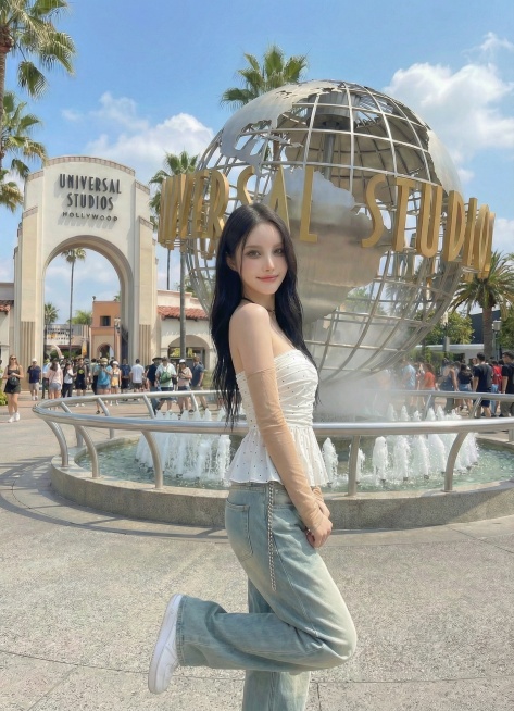 保持模特和服饰不变，生成侧面单腿屈膝的姿势图片预览效果