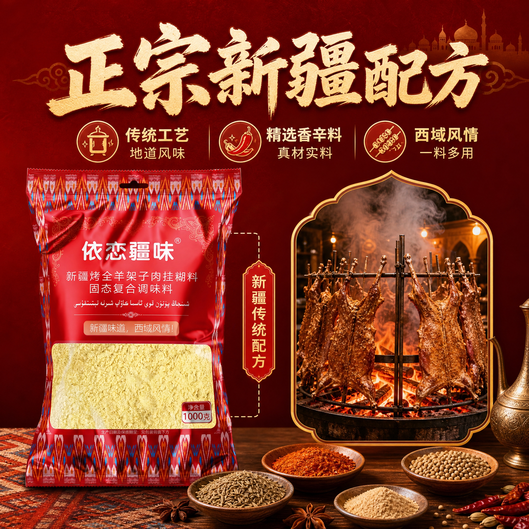 [主图-2] 核心亮点与溯源，展示新疆正宗配方与产地风味优势。… - 图片创意预览