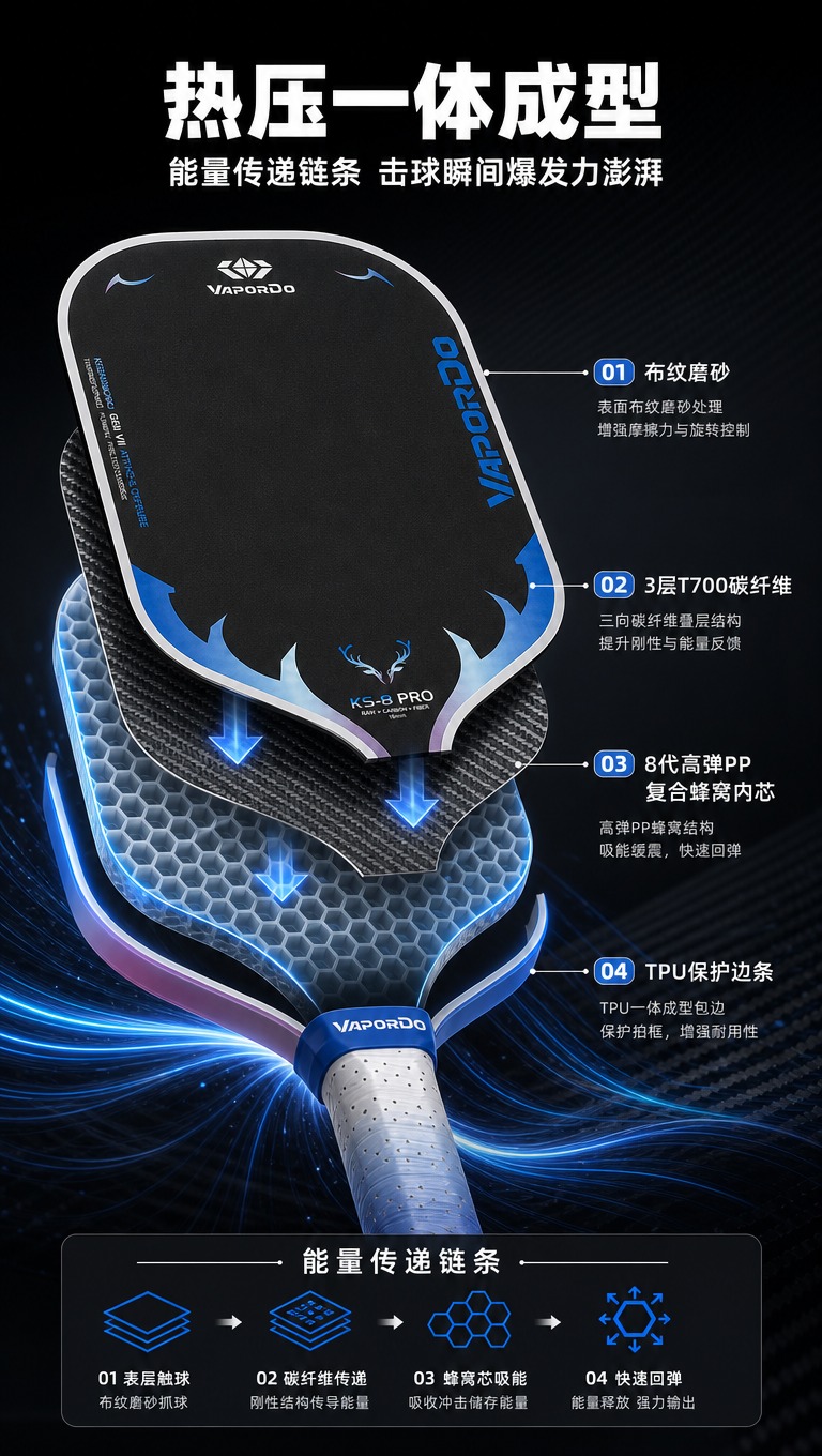 [商品] 使用【图2】蓝色款VAPORDO神兽系列匹克球拍，保… - 图片创意预览