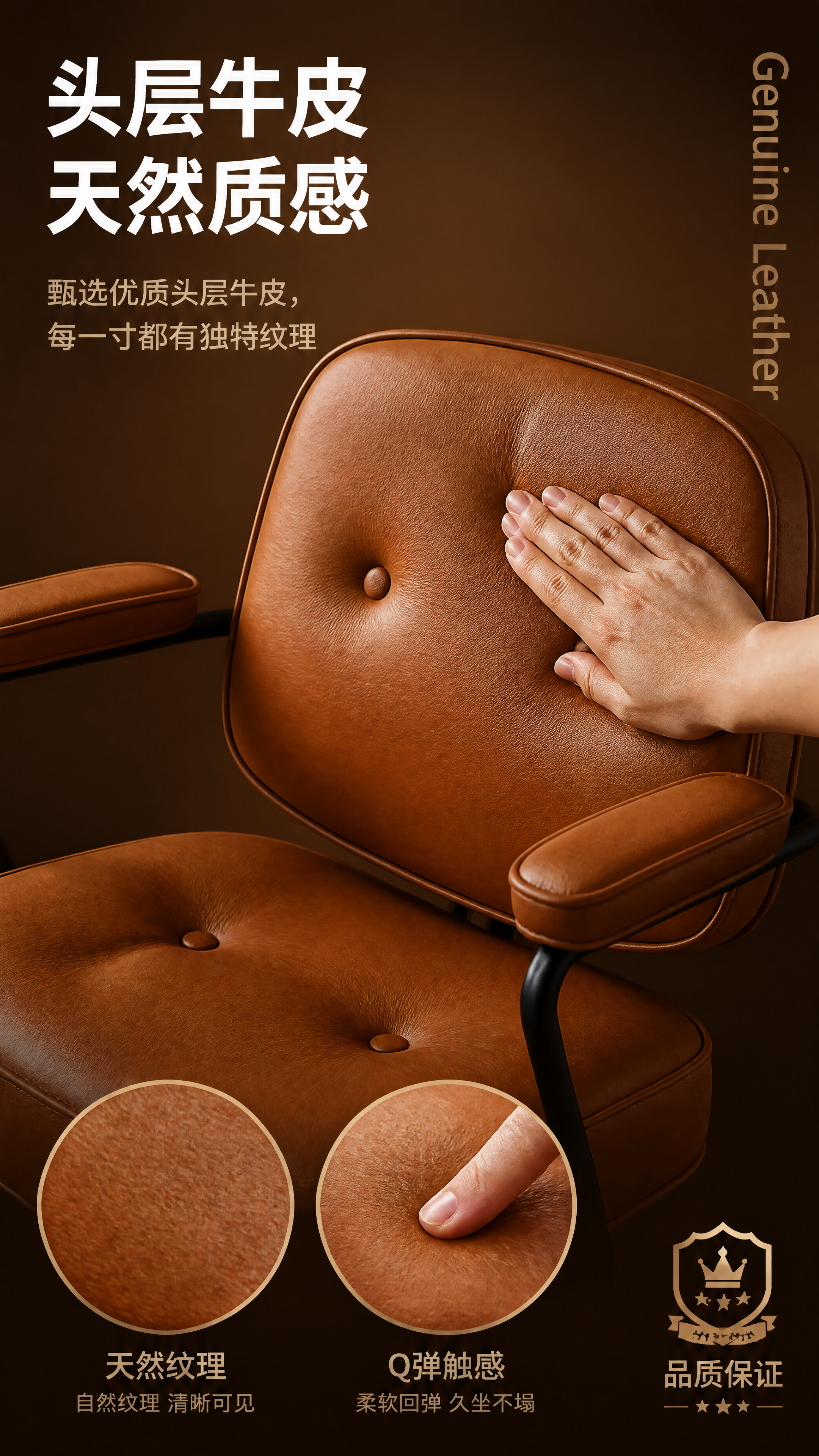 [第6张] 材质特写页-头层牛皮纹理与手感展示。本张使用【图6… - 图片创意预览