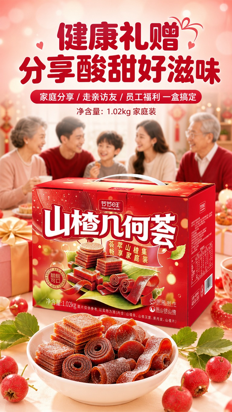 [商品] 使用【图1】山楂几何荟礼盒；保留礼盒红色外观、"山楂… - 图片创意预览