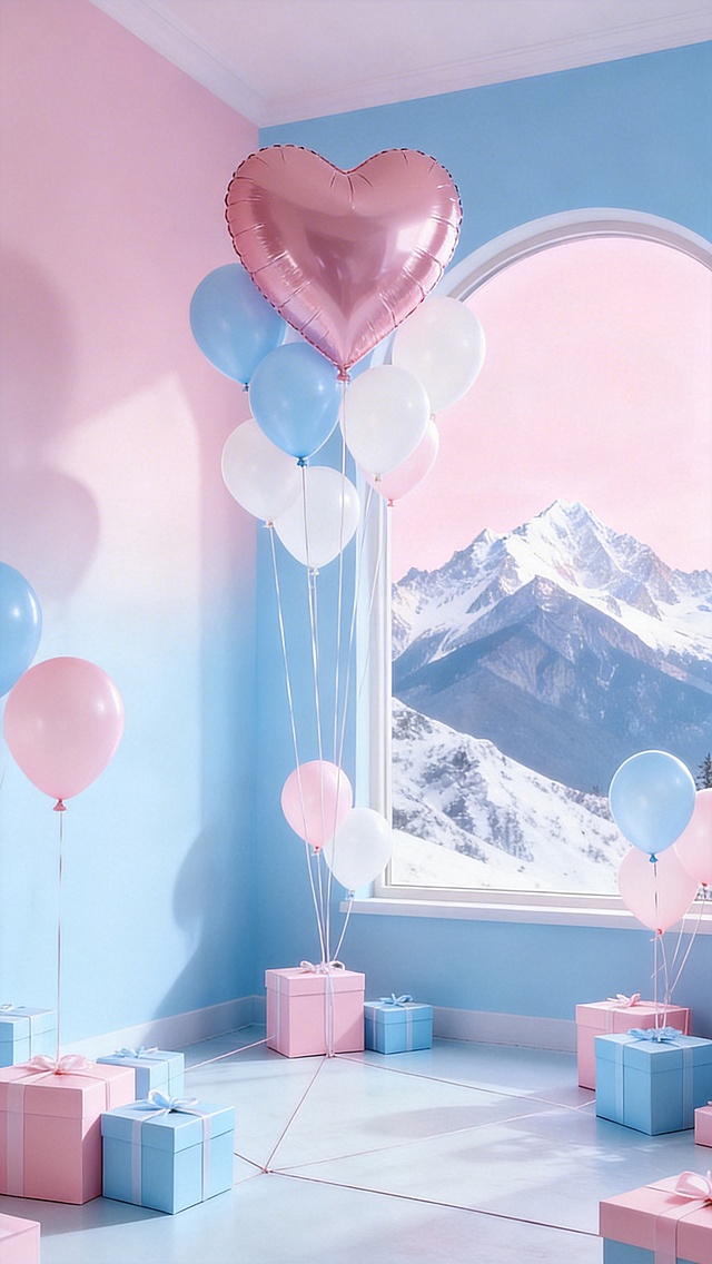 去掉花，将一部分的气球改成爱心型