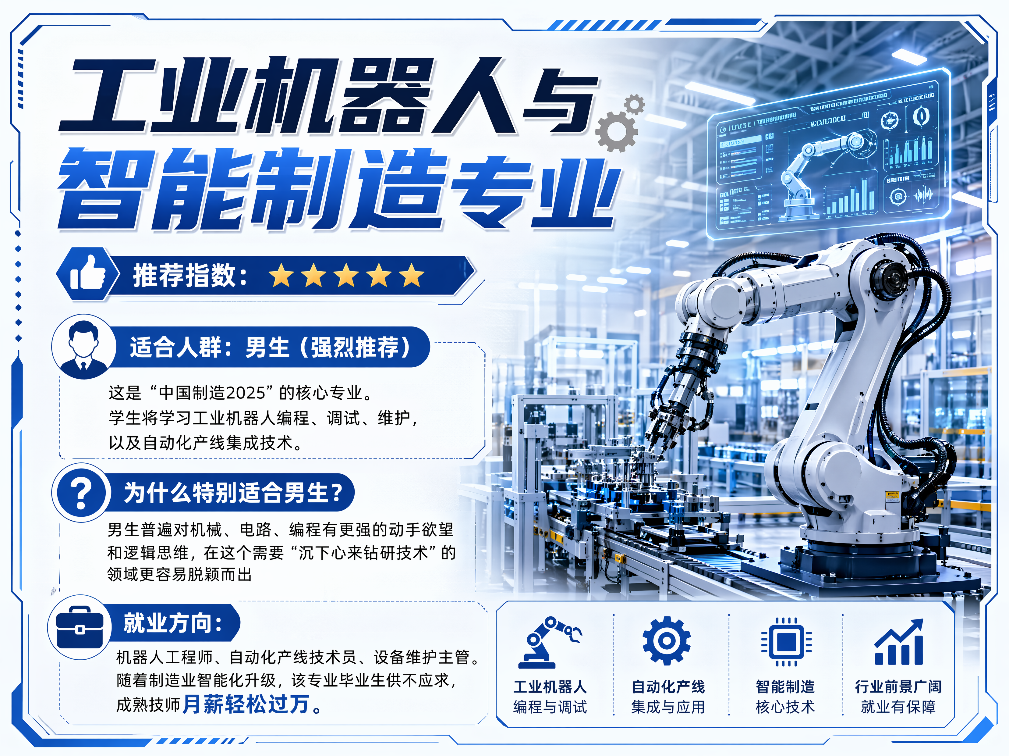 微信公众号插图，工业机器人与智能制造专业招生介绍图，4:3比例… - 图片创意预览