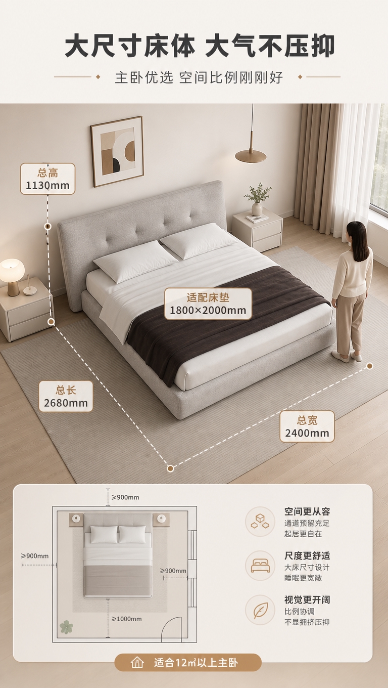 [商品] 使用【图1】意式简约布艺高靠背软包床；商品处理：保留… - 图片创意预览