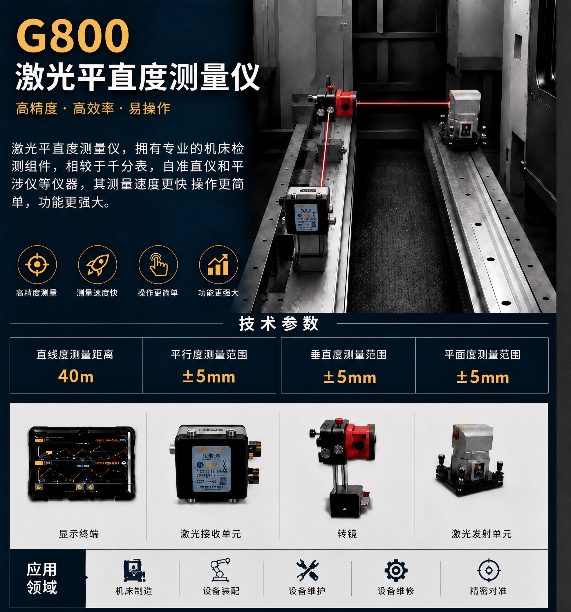 将这张激光平直度测量仪的产品介绍图提升为高清画质，增强清晰度和… - 图片创意预览