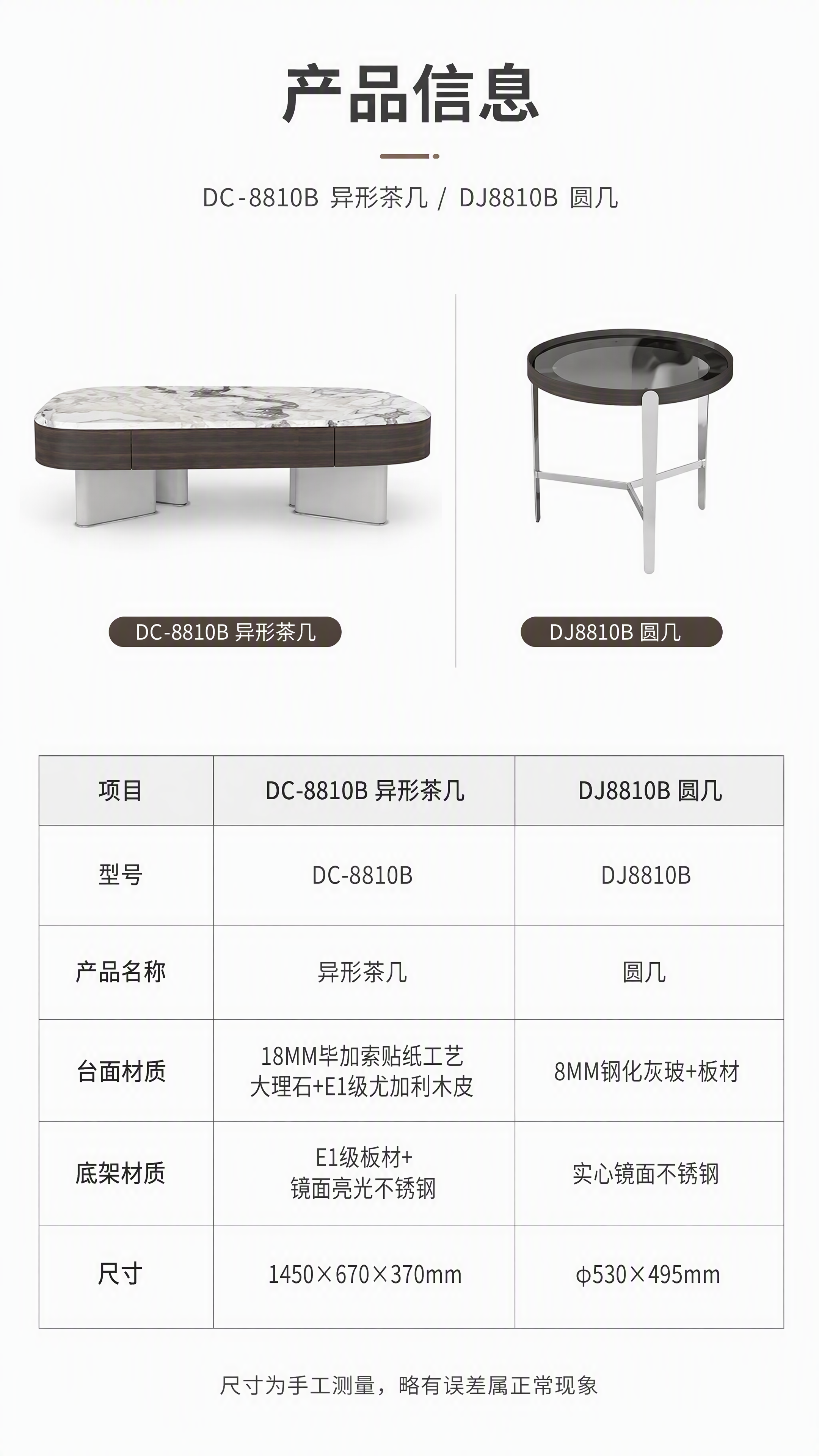 [第8张] 产品信息页-两款规格参数对照表。本张使用【图1】异… - 图片创意预览