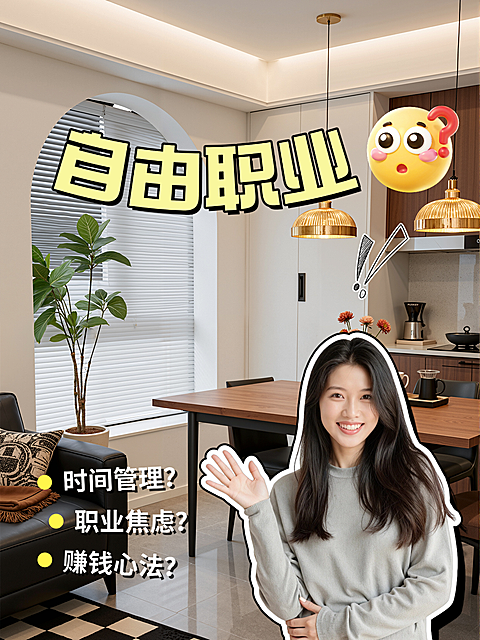 自由职业心得分享攻略指南真人大字风小红书封面