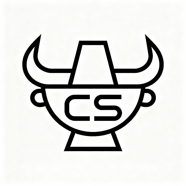 用元素有牛，火锅，和字母CS组合出20个简约又好看的logo，请帮我生成。