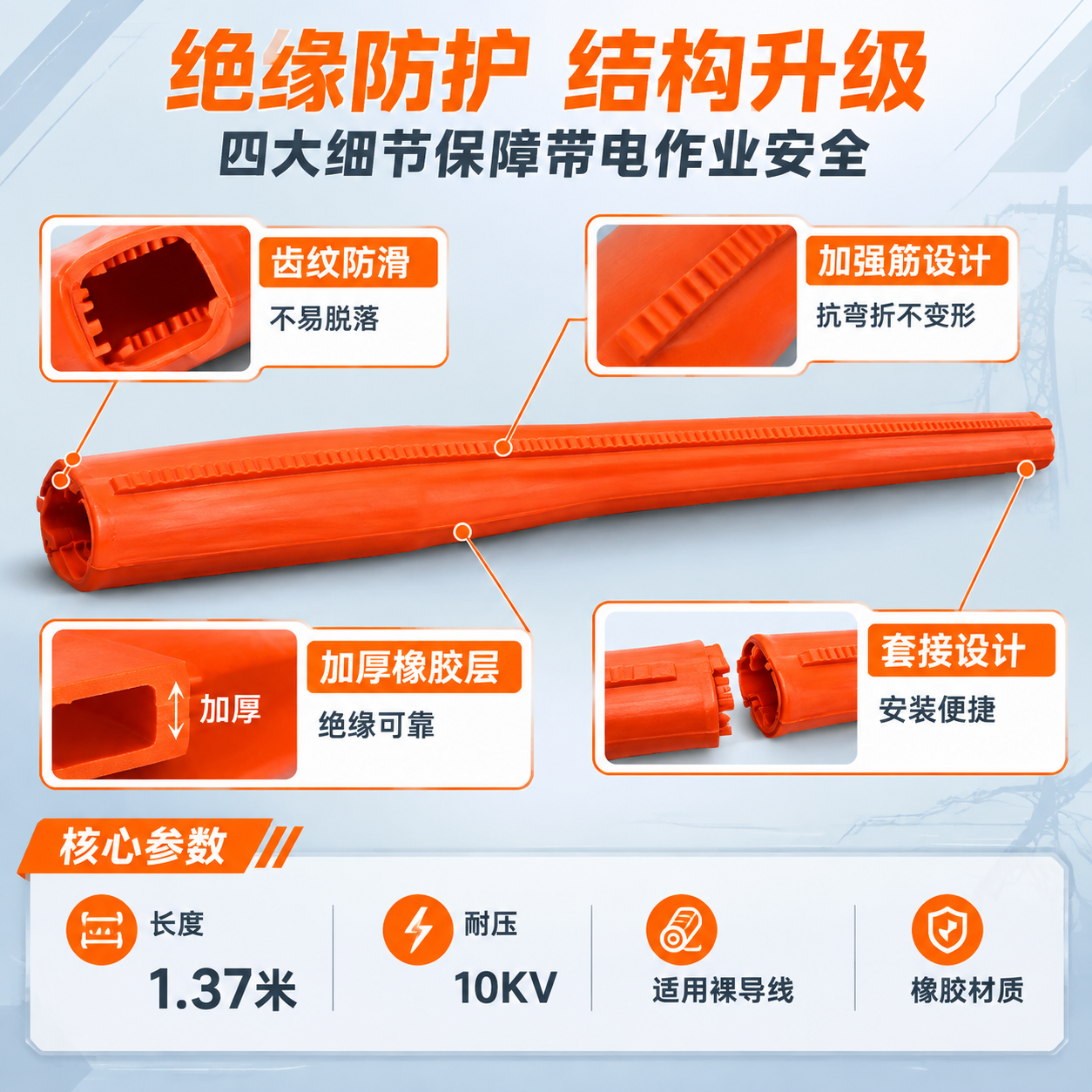 [主图-2] 核心亮点结构图，主题为导线遮蔽罩结构细节与绝缘防… - 图片创意预览