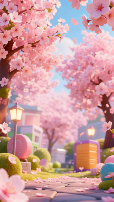 去掉画面中的所有人物，保留原来浪漫唯美的樱花背景，大片盛开的粉色樱花，柔和温暖的春日氛围，清新自然预览效果