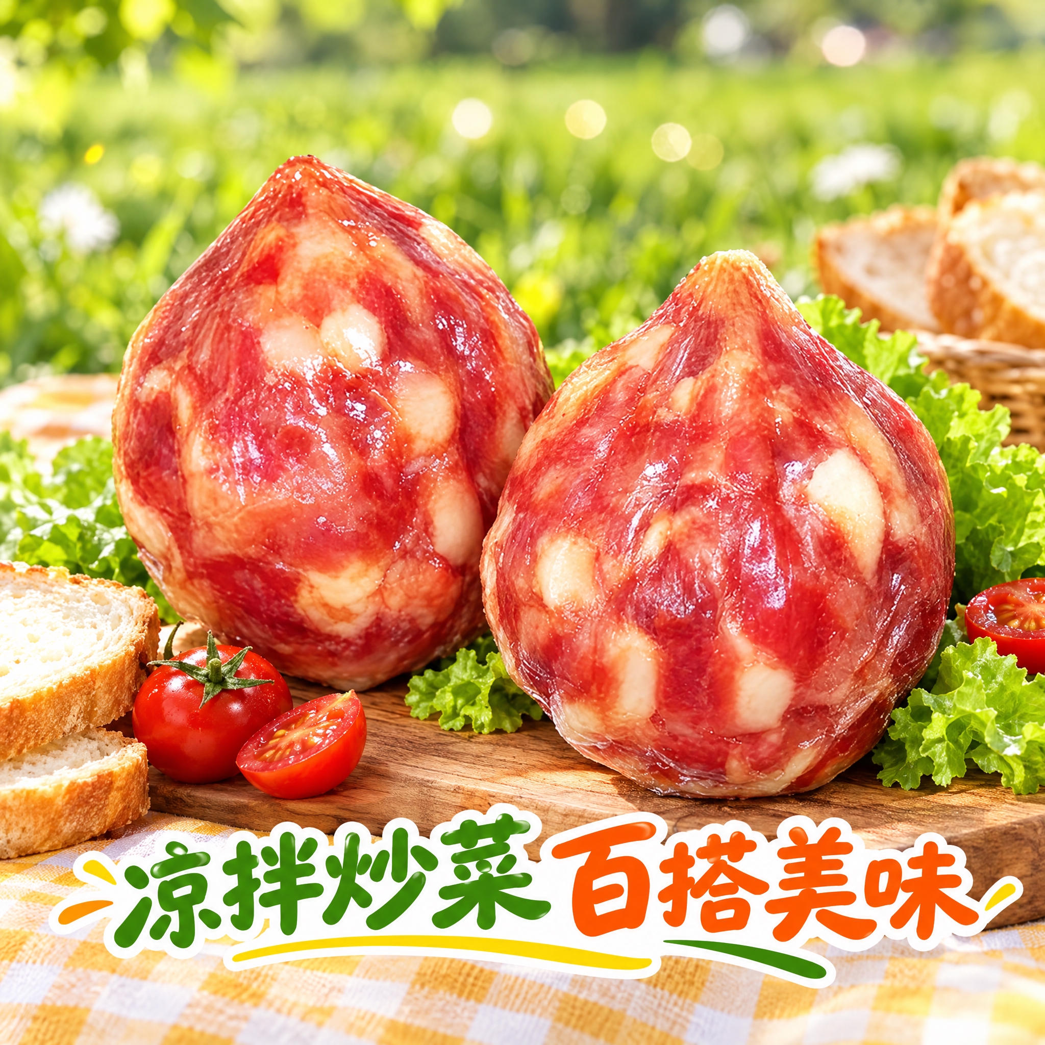 香肚电商详情图，1:1正方形构图，香肚产品占据画面大面积，保持… - 图片创意预览